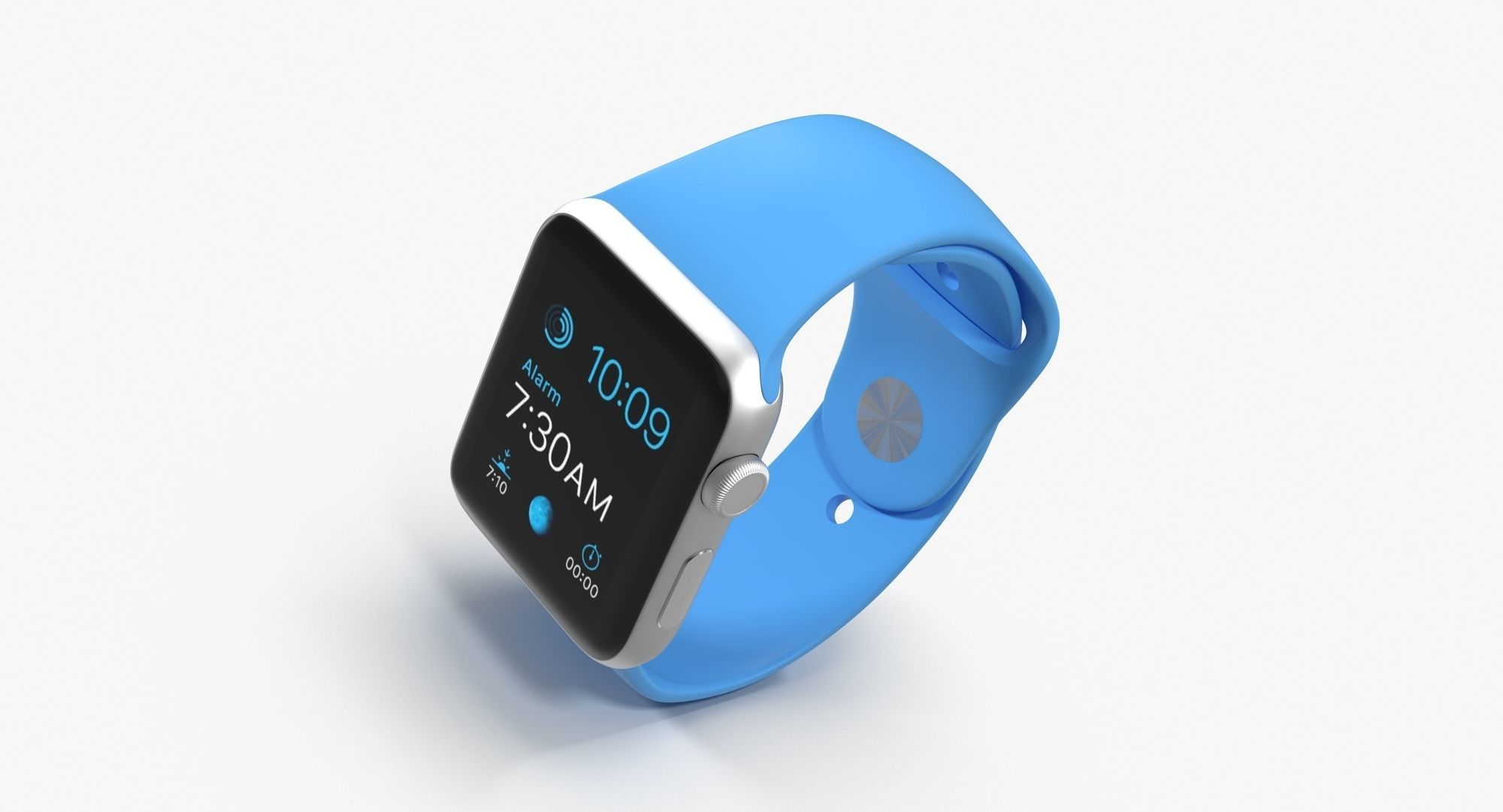 Apple Watch Sport Blue 42mm Low-poly 3D model_7