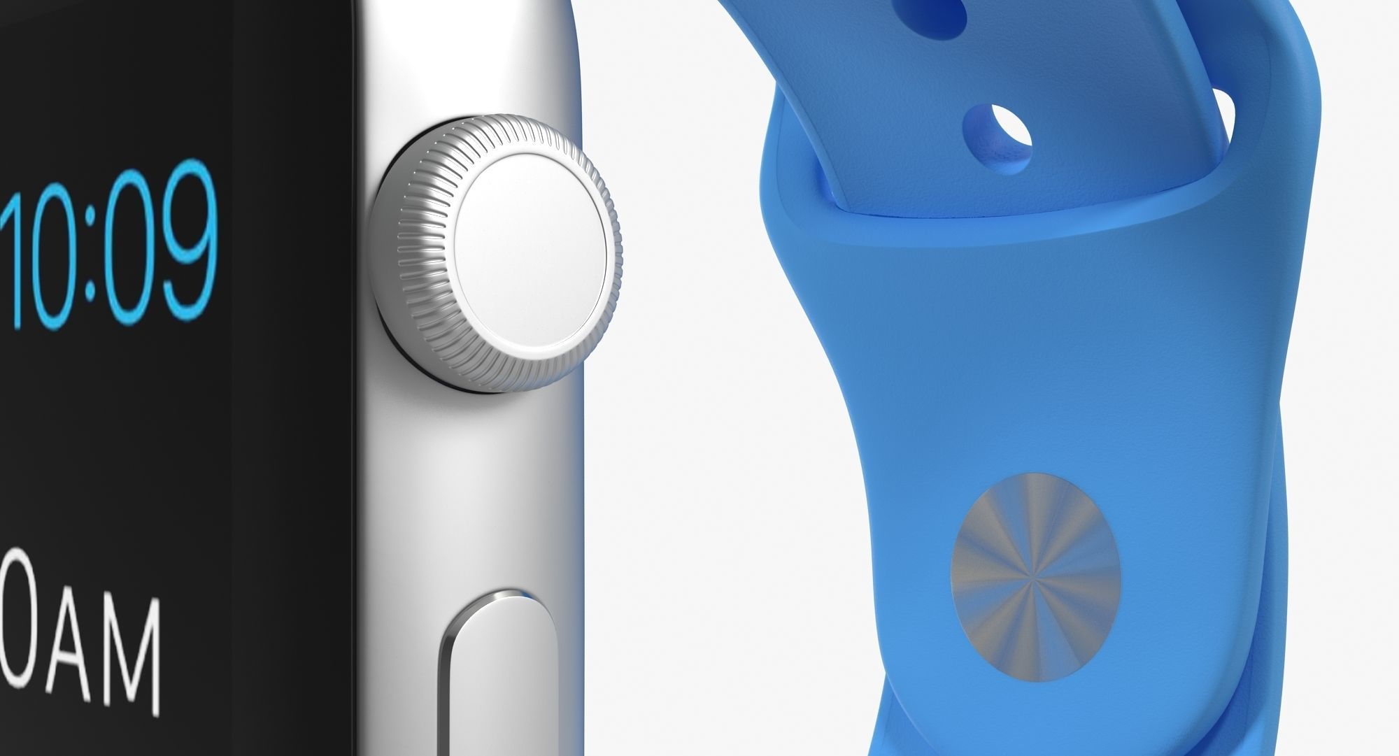 Apple Watch Sport Blue 42mm Low-poly 3D model_2