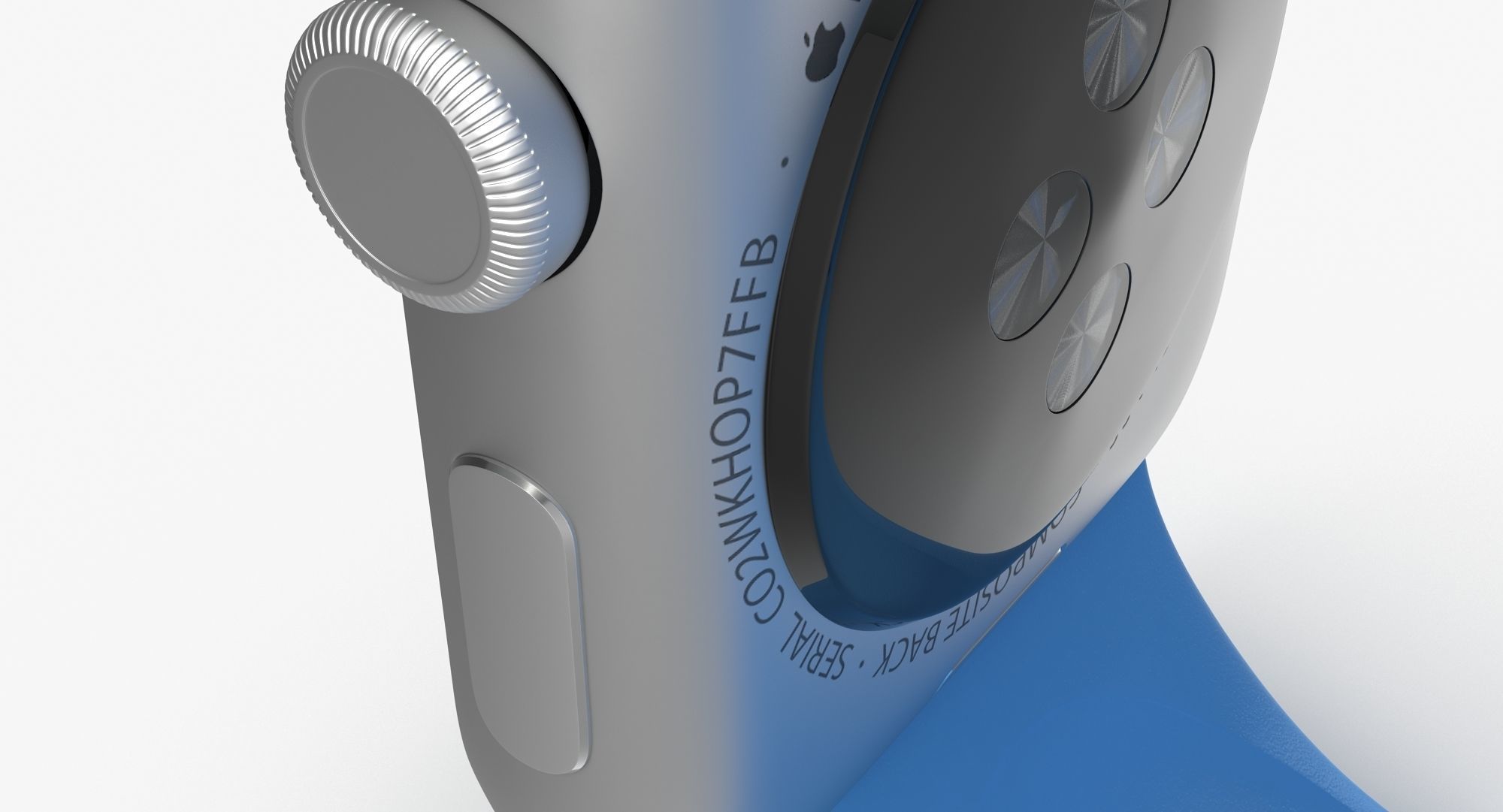 Apple Watch Sport Blue 42mm Low-poly 3D model_4