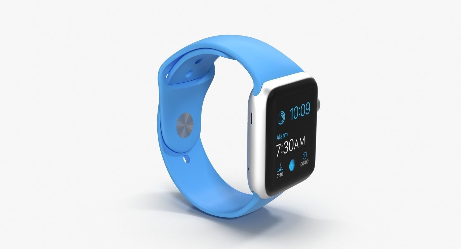 Apple Watch Sport Blue 42mm Low-poly 3D model_19