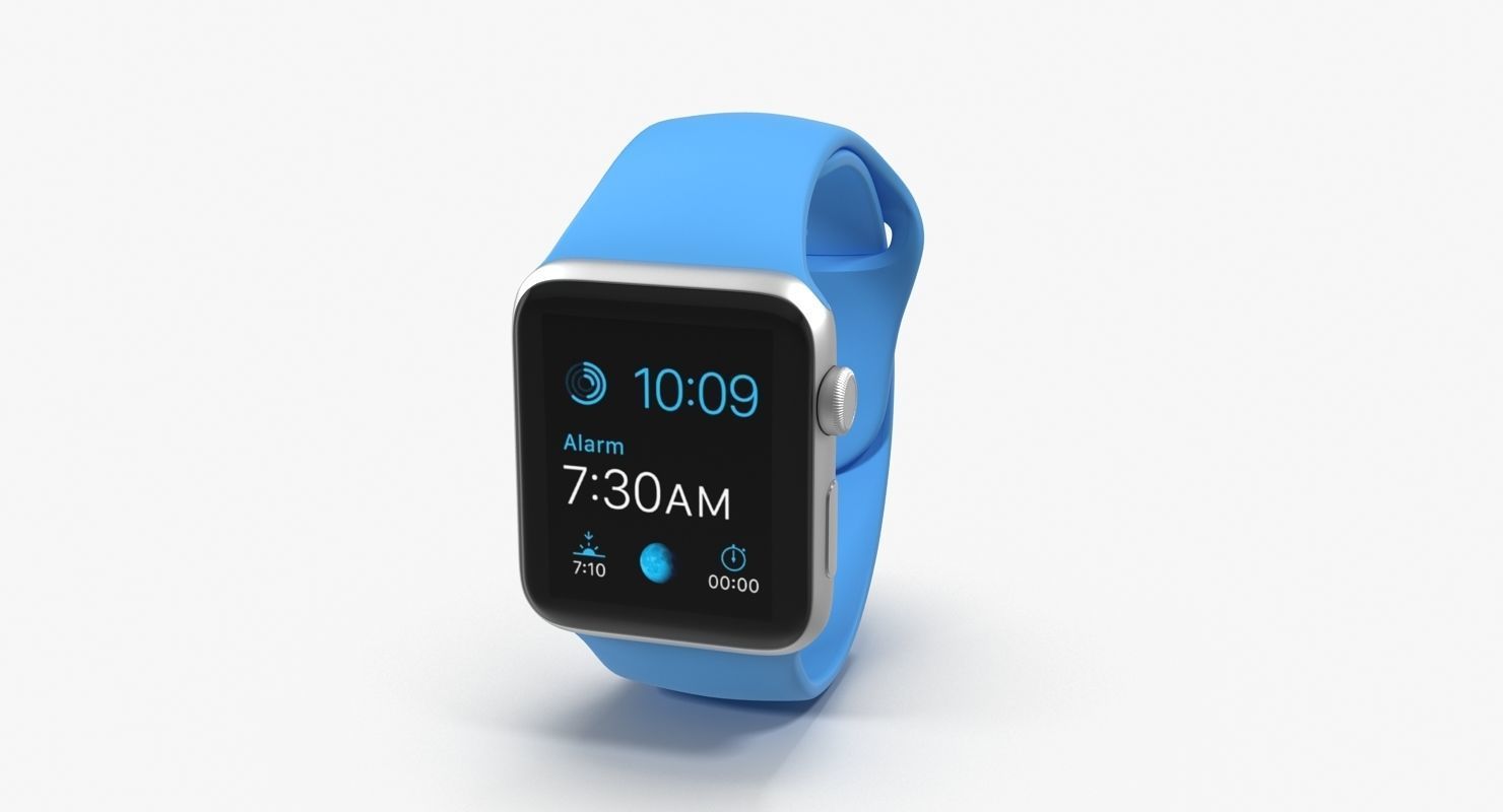 Apple Watch Sport Blue 42mm Low-poly 3D model_21