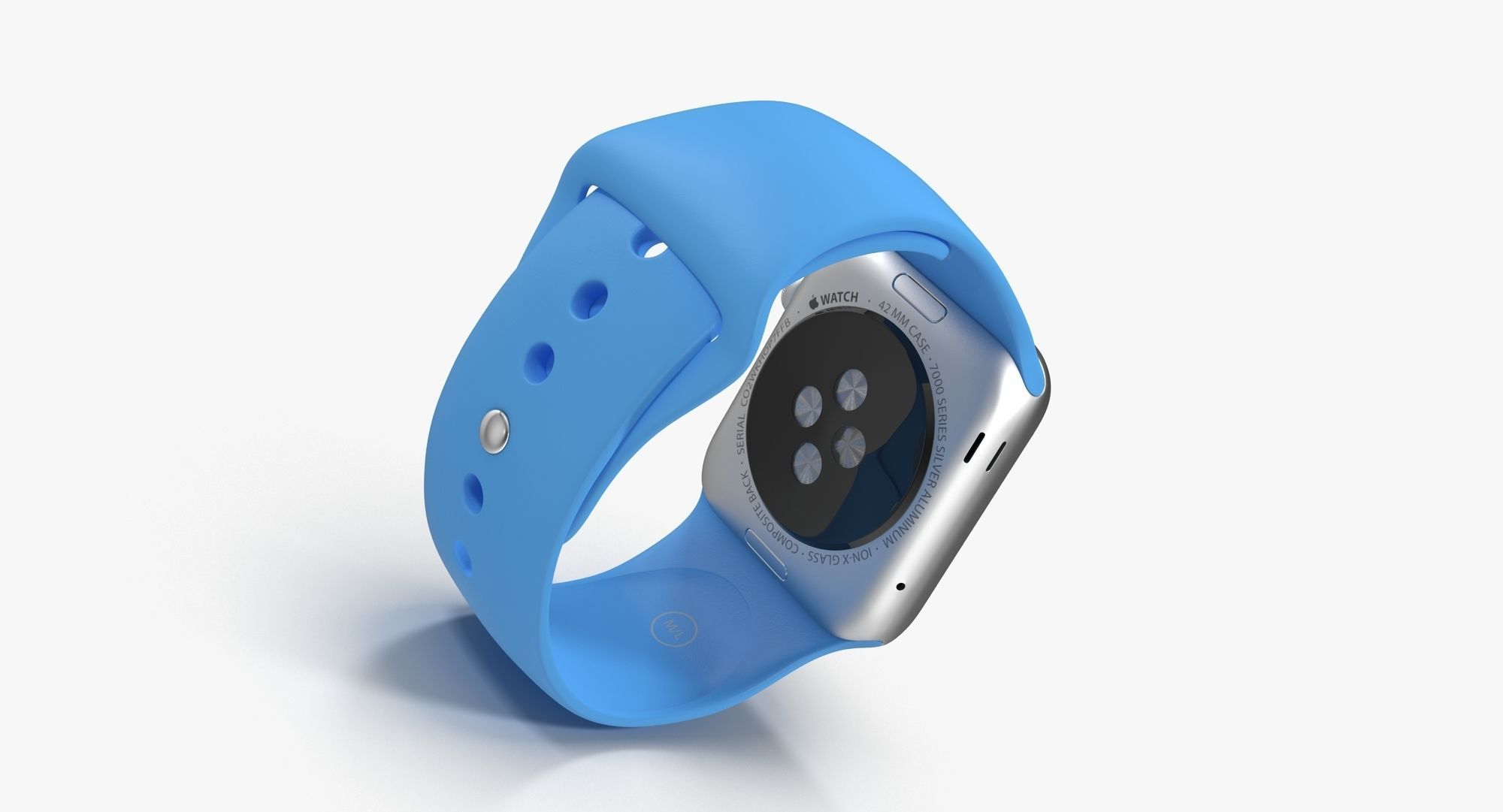 Apple Watch Sport Blue 42mm Low-poly 3D model_5