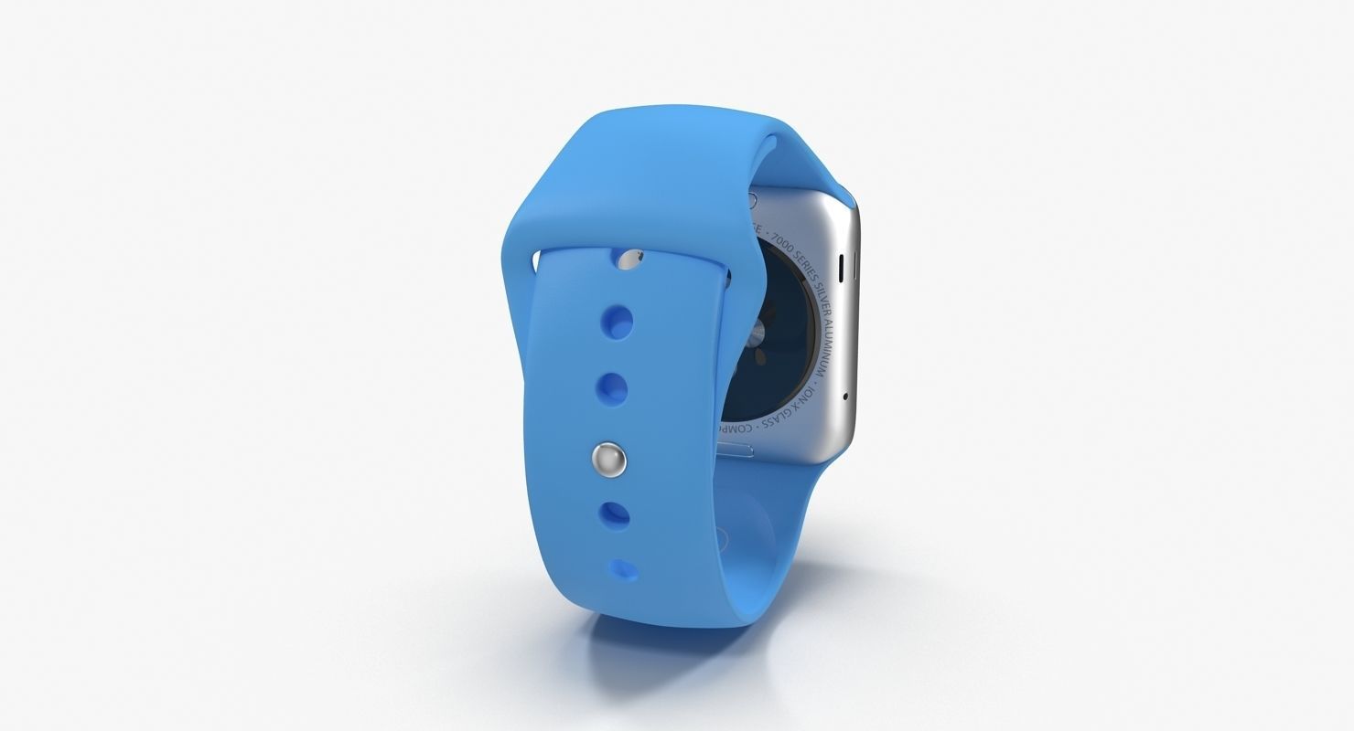 Apple Watch Sport Blue 42mm Low-poly 3D model_16