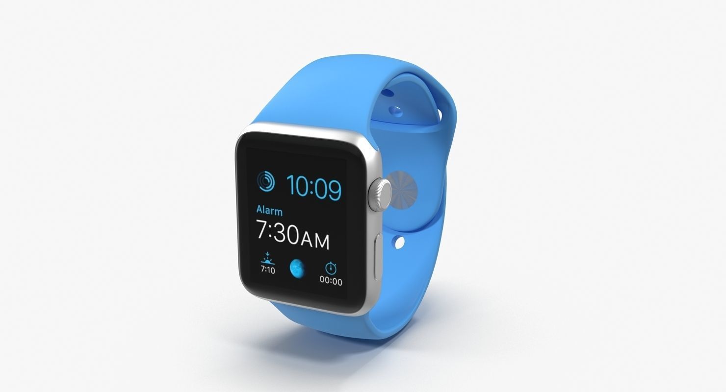 Apple Watch Sport Blue 42mm Low-poly 3D model_11