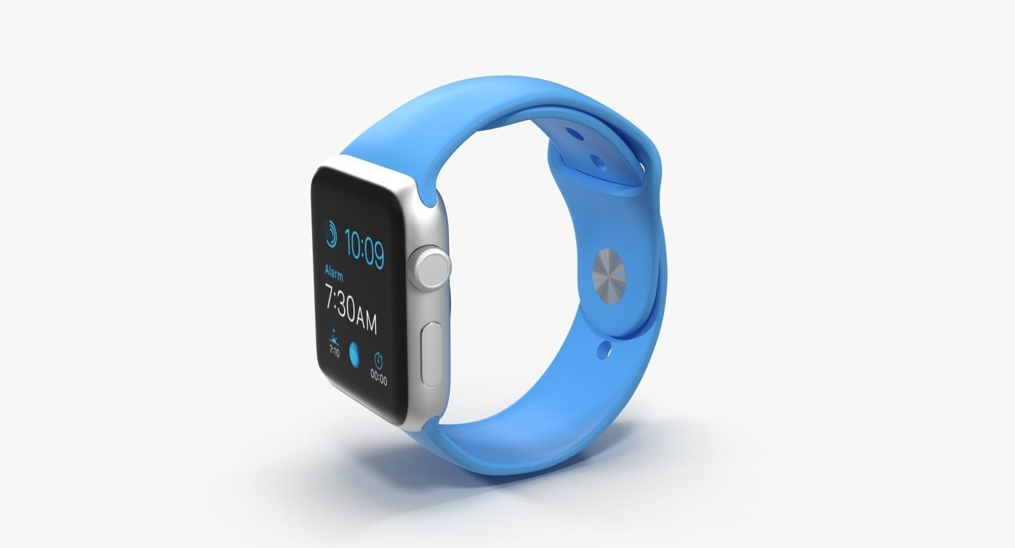 Apple Watch Sport Blue 42mm Low-poly 3D model_12