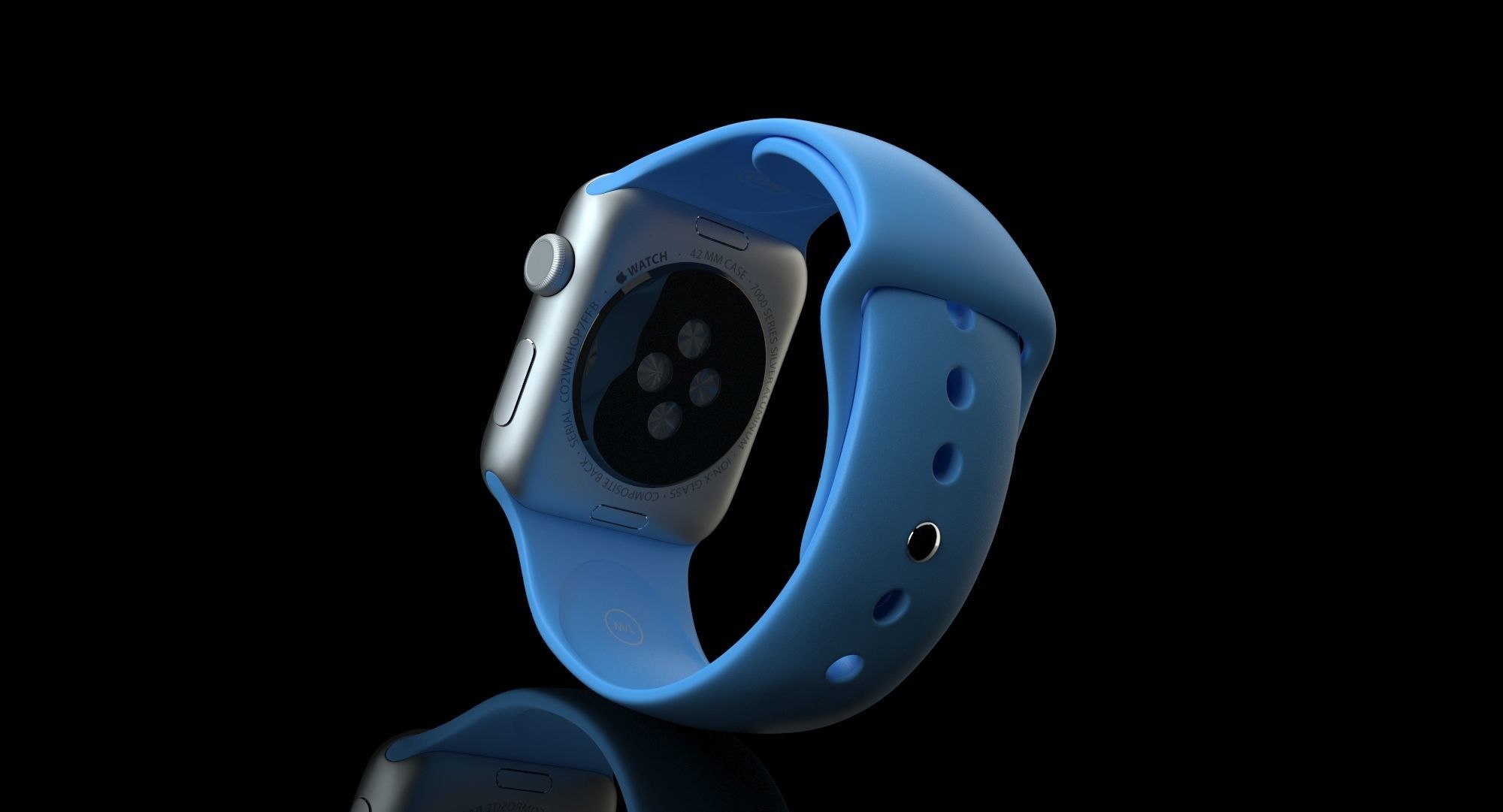Apple Watch Sport Blue 42mm Low-poly 3D model_40