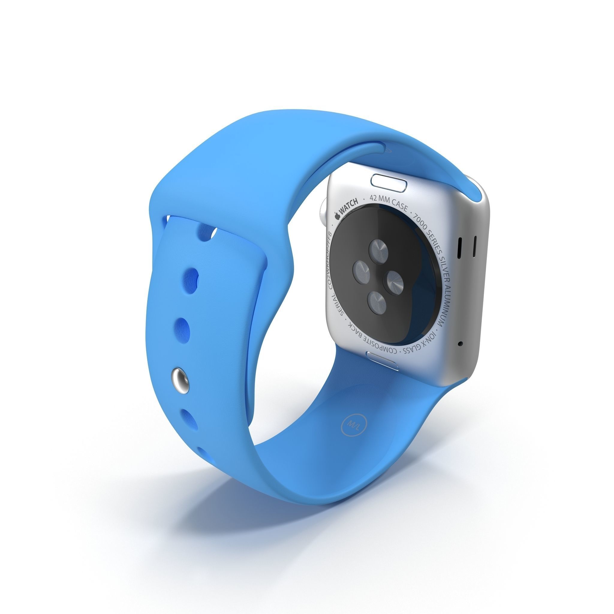 Apple Watch Sport Blue 42mm Low-poly 3D model_10