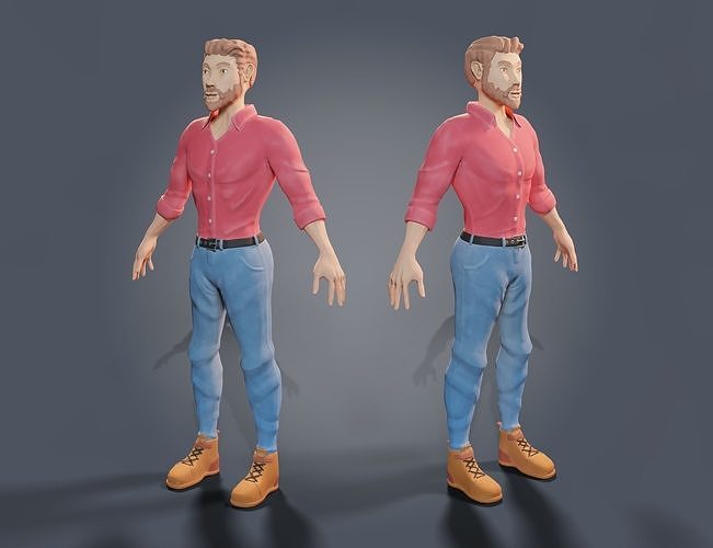 Stylized Man Character Low-poly 3D model