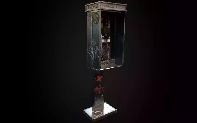 Payphone  - Game Ready - Low Poly PBR 3D Model 