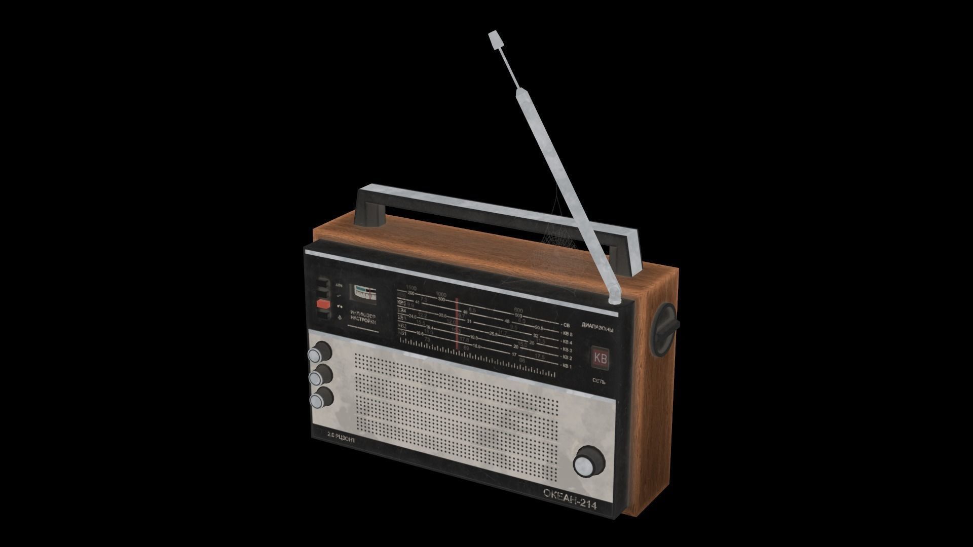Used Soviet Radio Low-poly 3D model_7