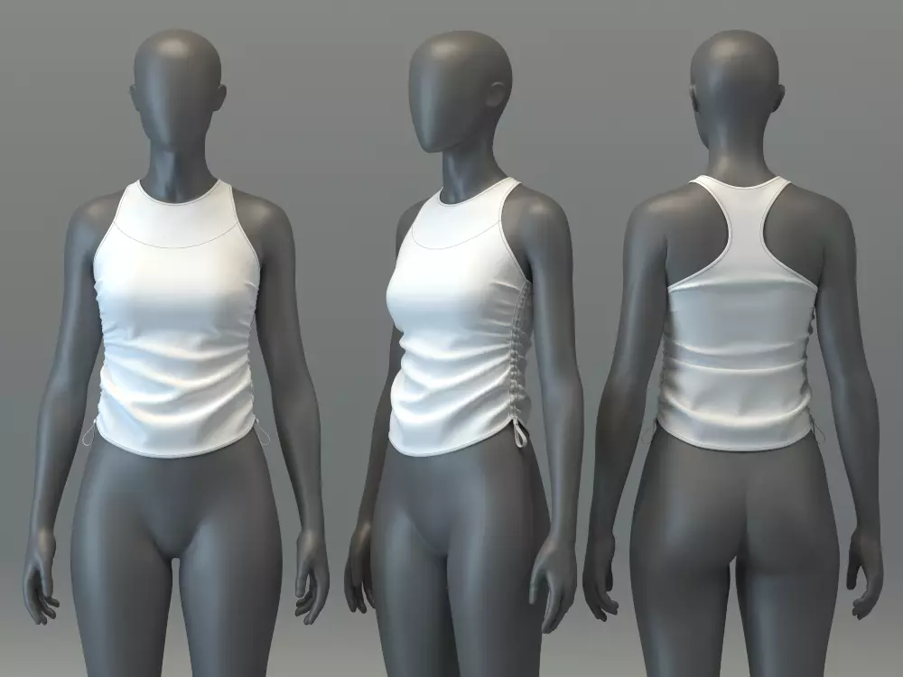 Tank Top with Ruching Detail 3D model