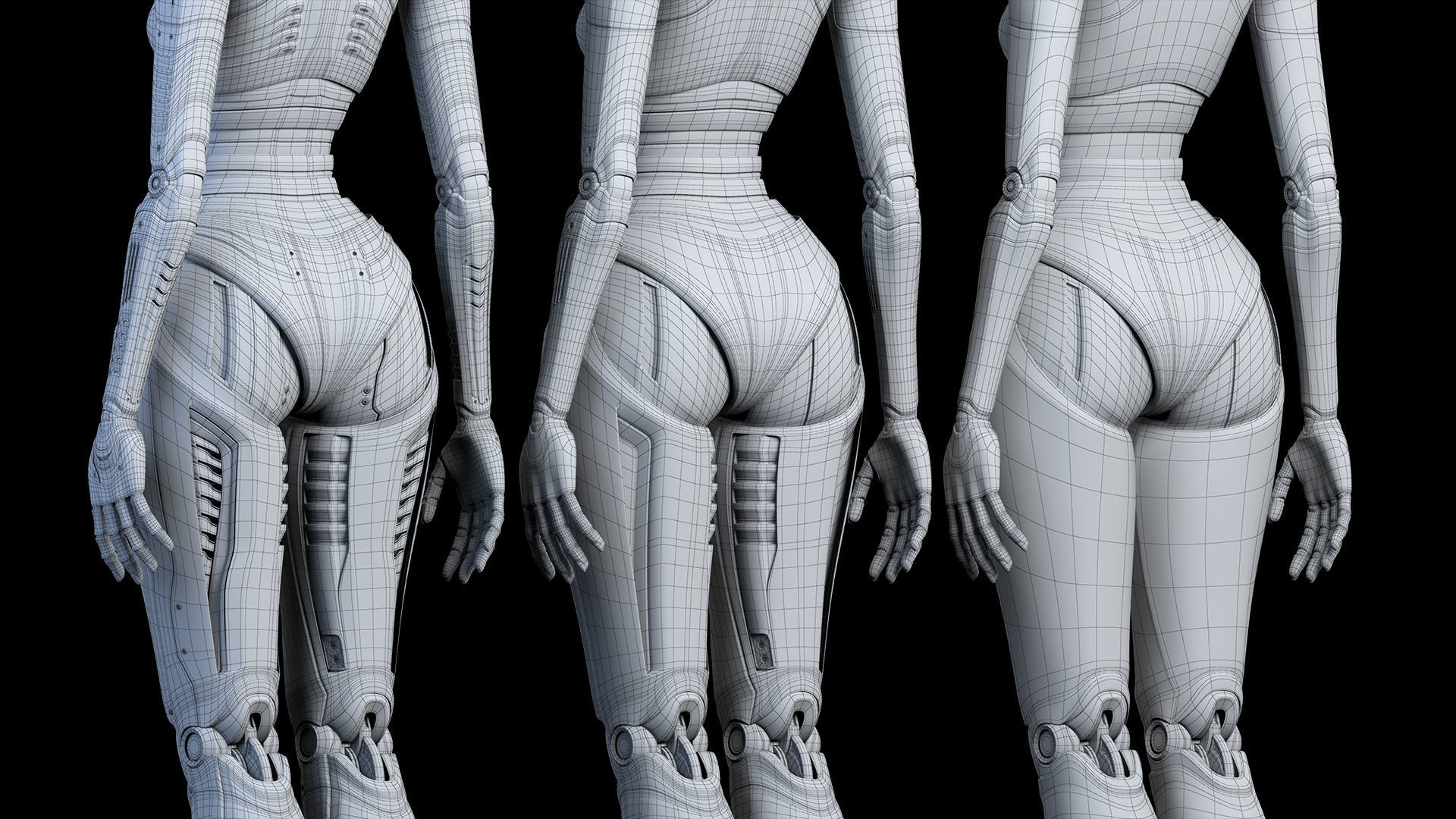 Futuristic Robot Woman Collection - No Rig 3D model_16