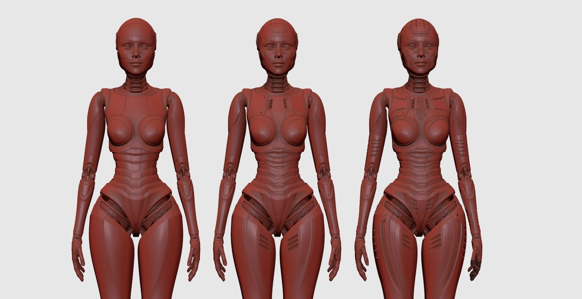 Futuristic Robot Woman Collection - No Rig 3D model_11