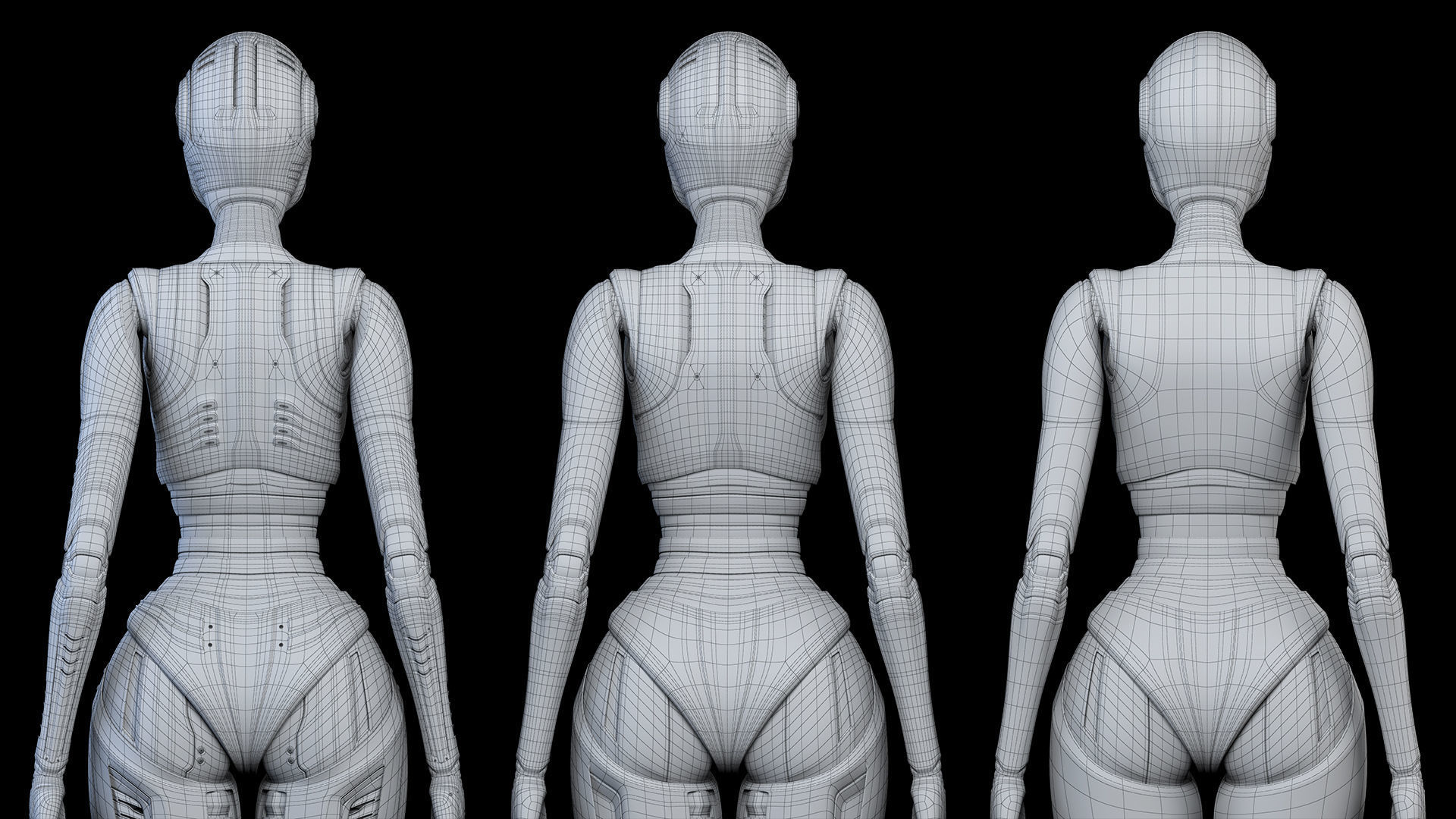 Futuristic Robot Woman Collection - No Rig 3D model_21