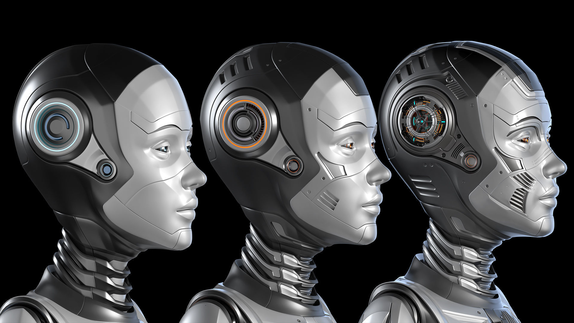 Futuristic Robot Woman Collection - No Rig 3D model_23