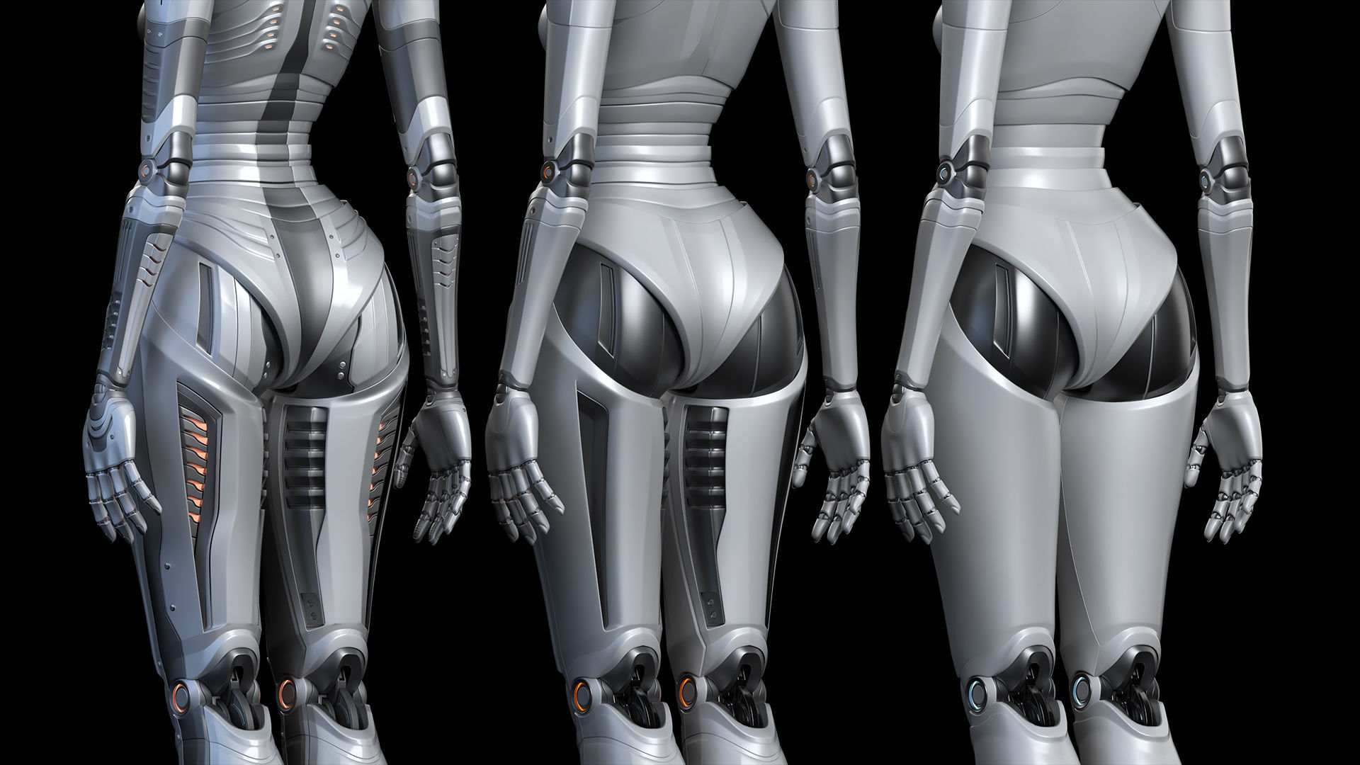 Futuristic Robot Woman Collection - No Rig 3D model_17