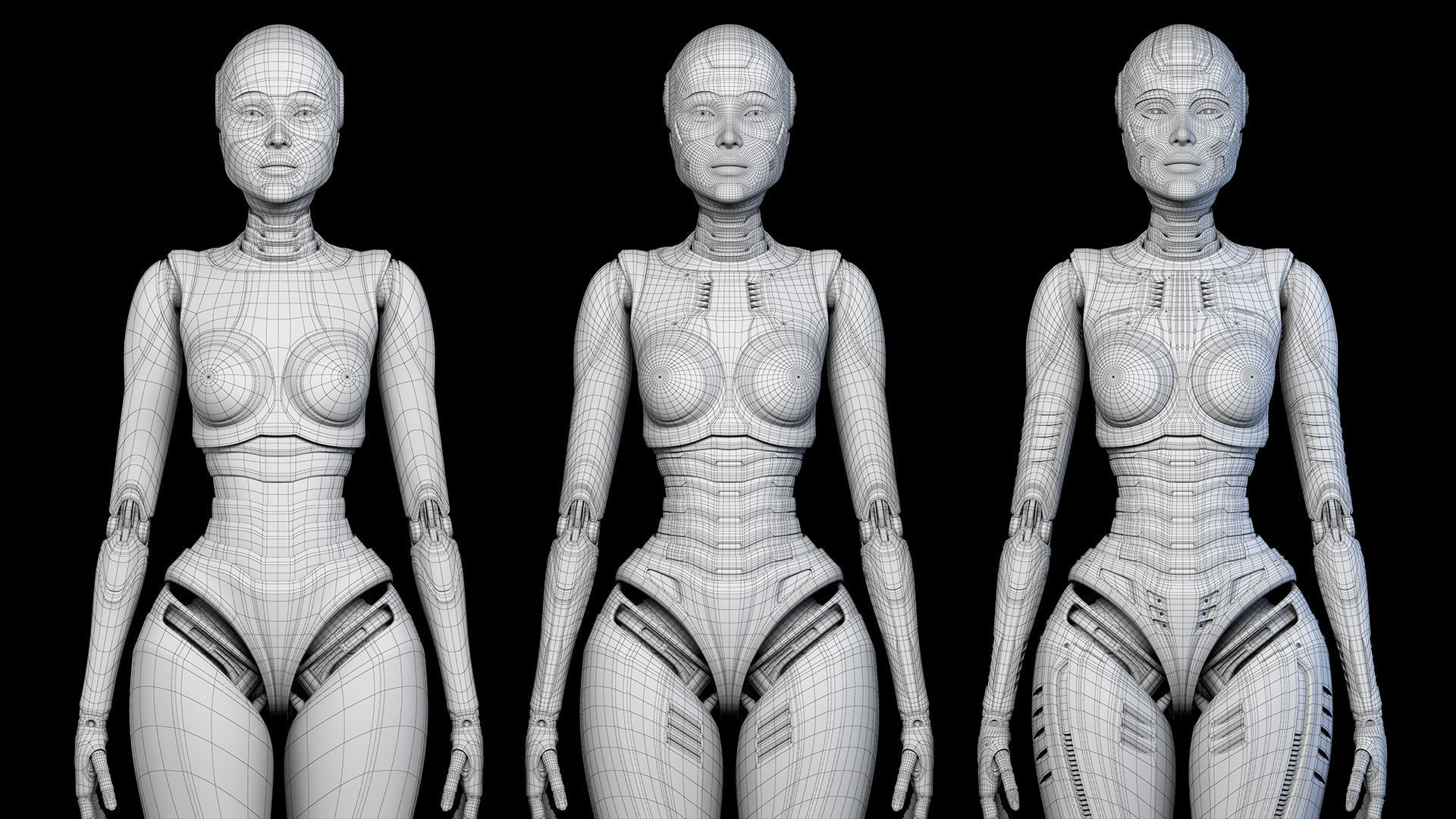 Futuristic Robot Woman Collection - No Rig 3D model_18