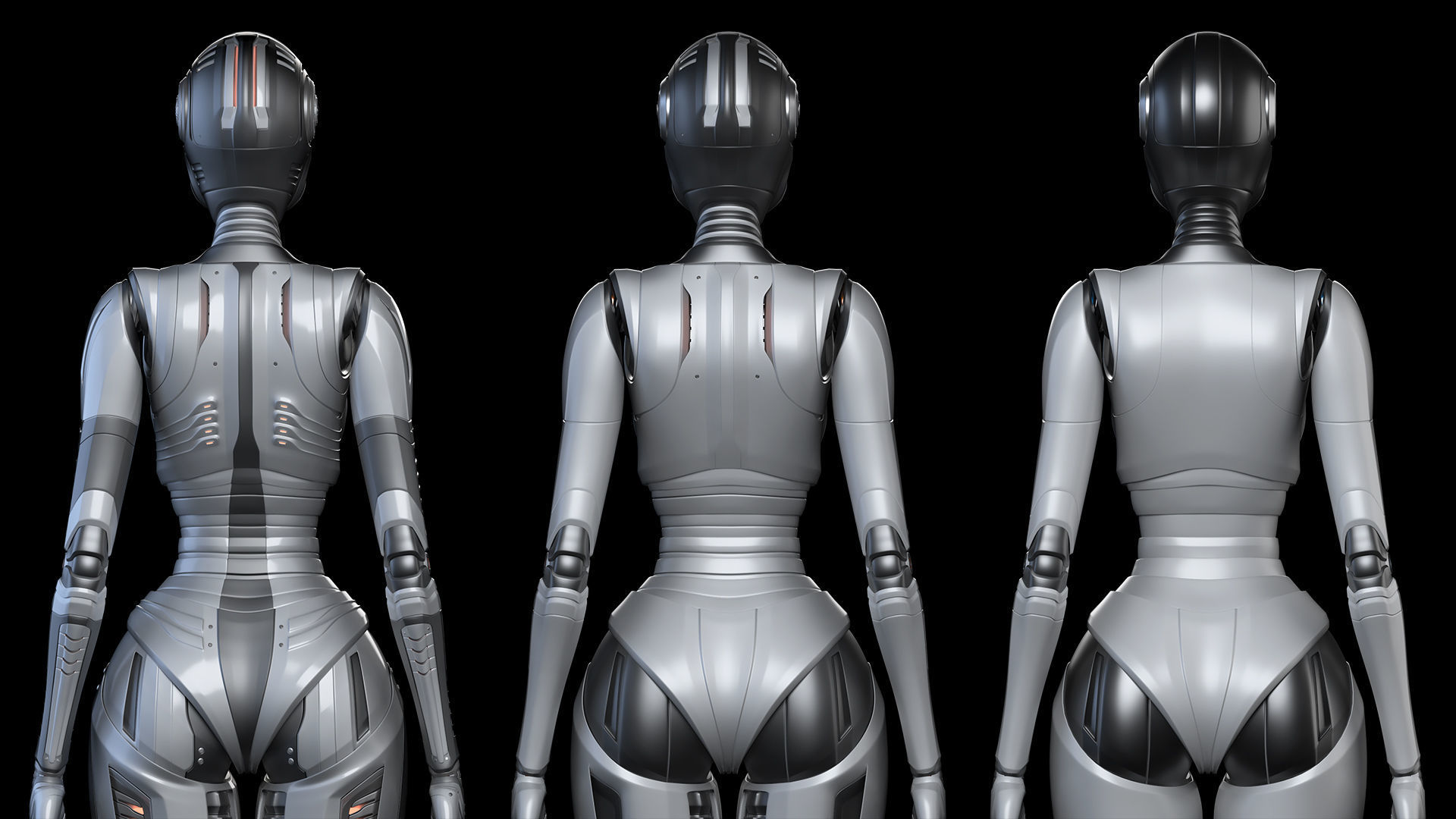 Futuristic Robot Woman Collection - No Rig 3D model_20