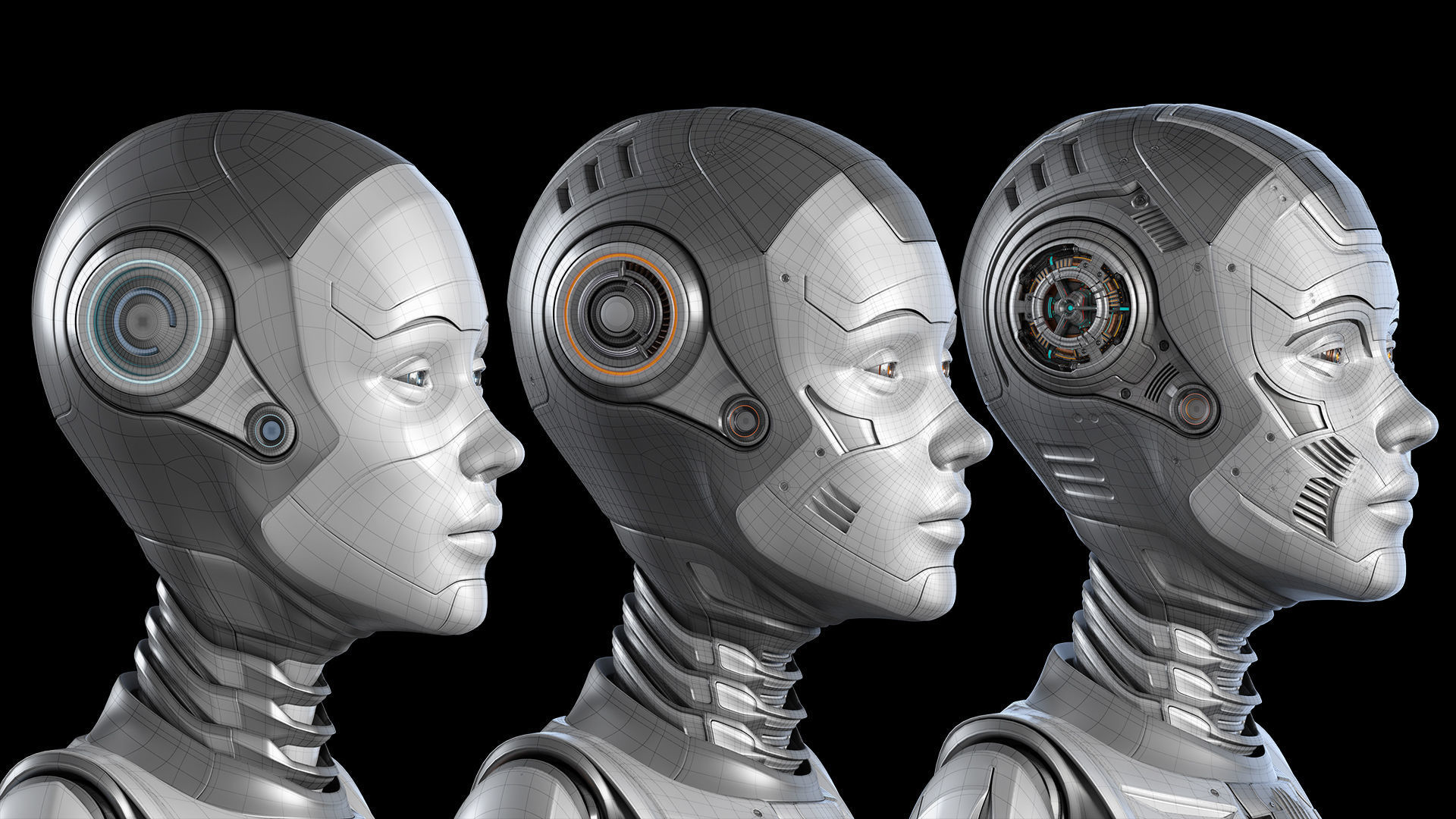 Futuristic Robot Woman Collection - No Rig 3D model_2