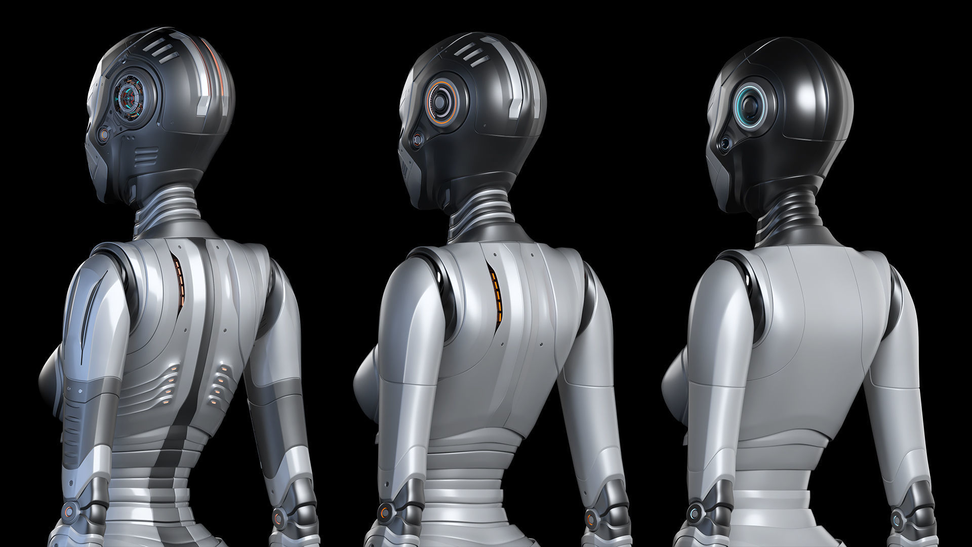 Futuristic Robot Woman Collection - No Rig 3D model_22