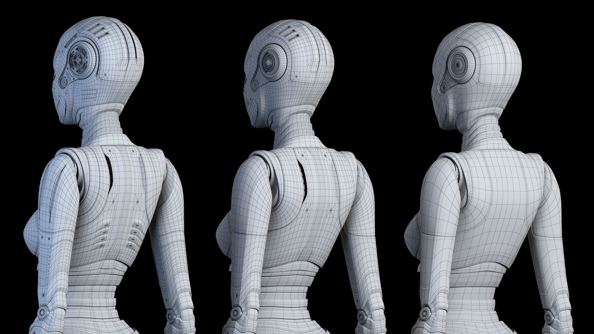 Futuristic Robot Woman Collection - No Rig 3D model_19