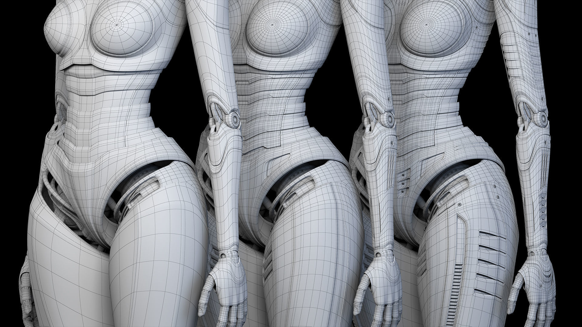 Futuristic Robot Woman Collection - No Rig 3D model_14