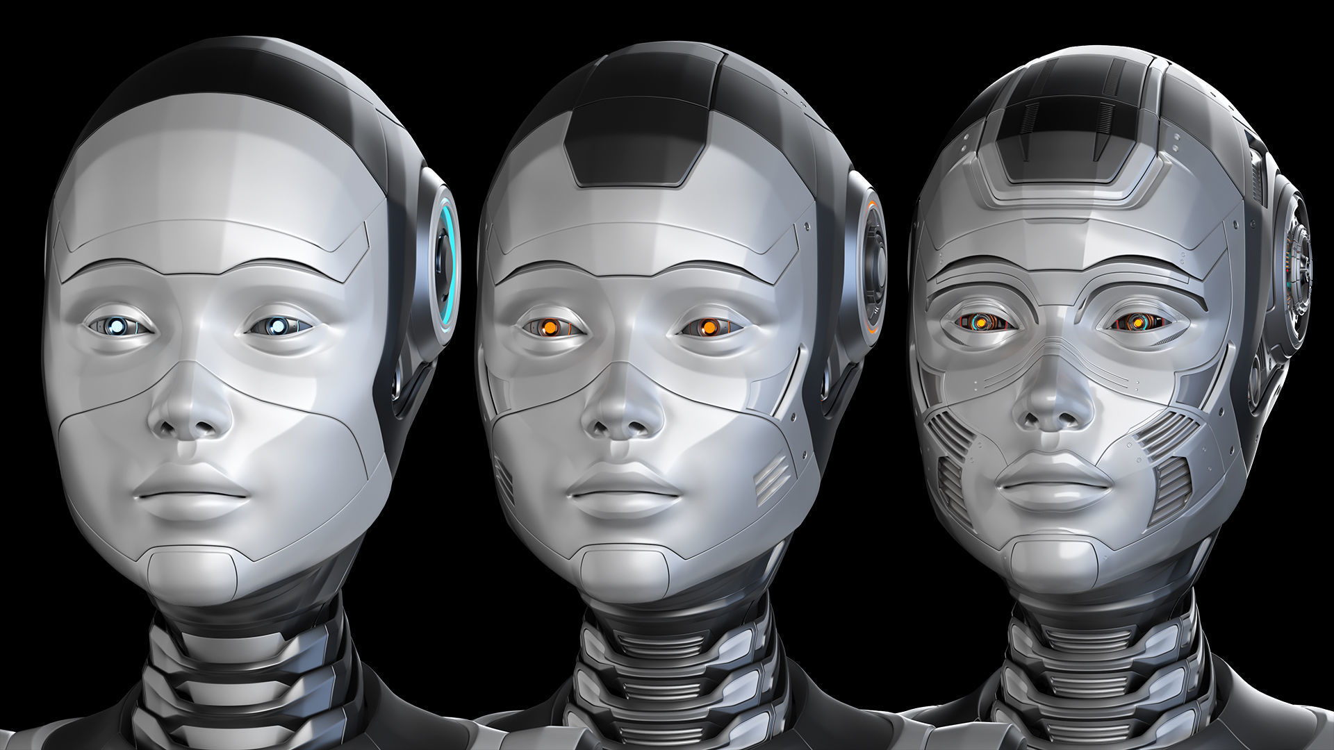 Futuristic Robot Woman Collection - No Rig 3D model_5