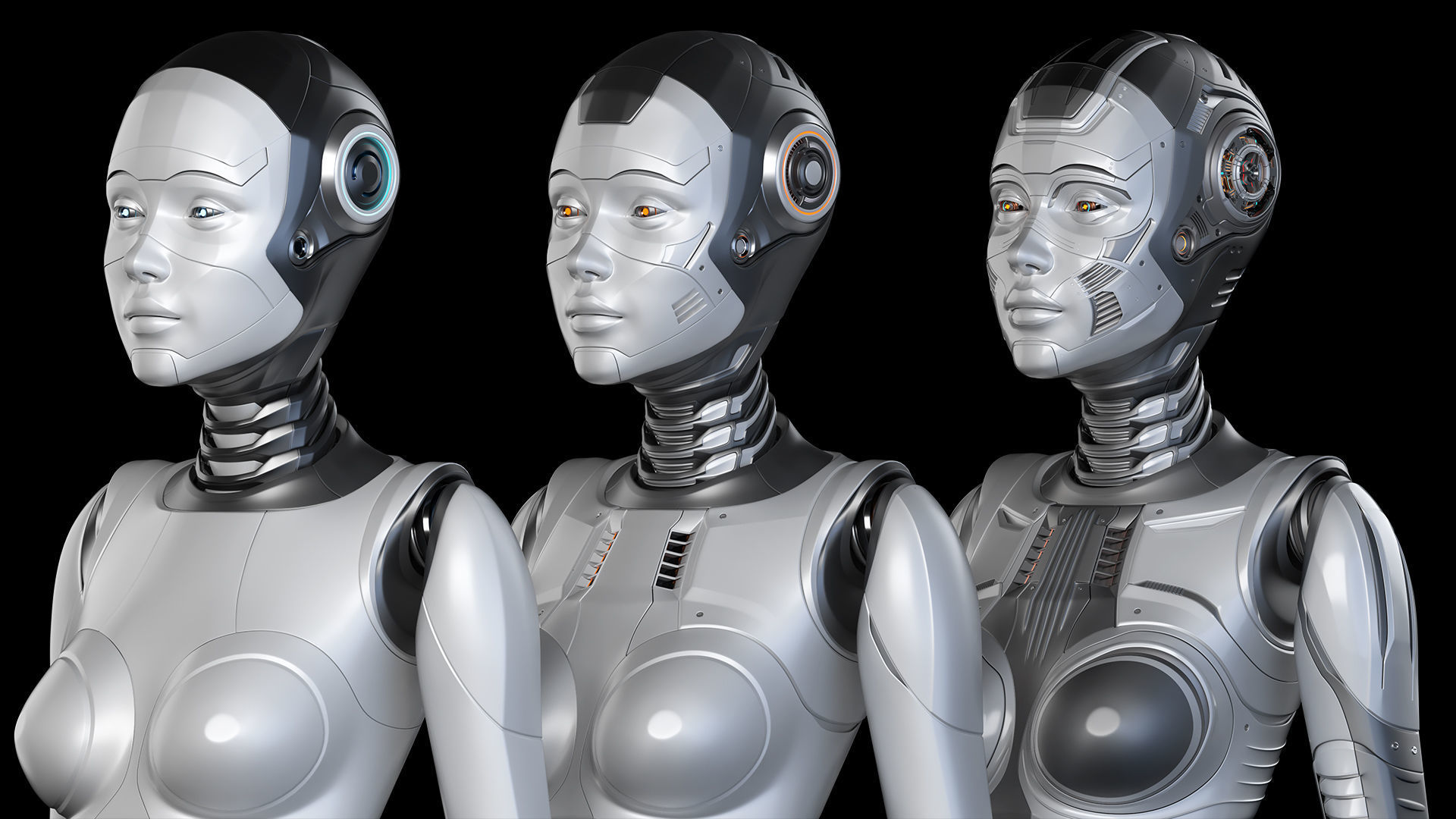 Futuristic Robot Woman Collection - No Rig 3D model_10