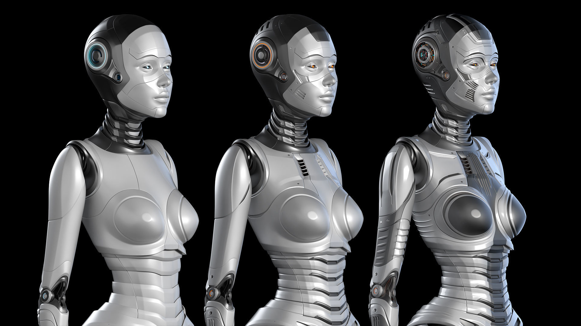 Futuristic Robot Woman Collection - No Rig 3D model_26
