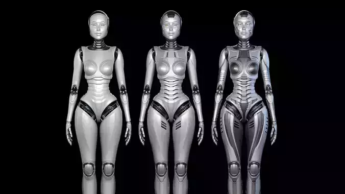Futuristic Robot Woman Collection - No Rig 3D model
