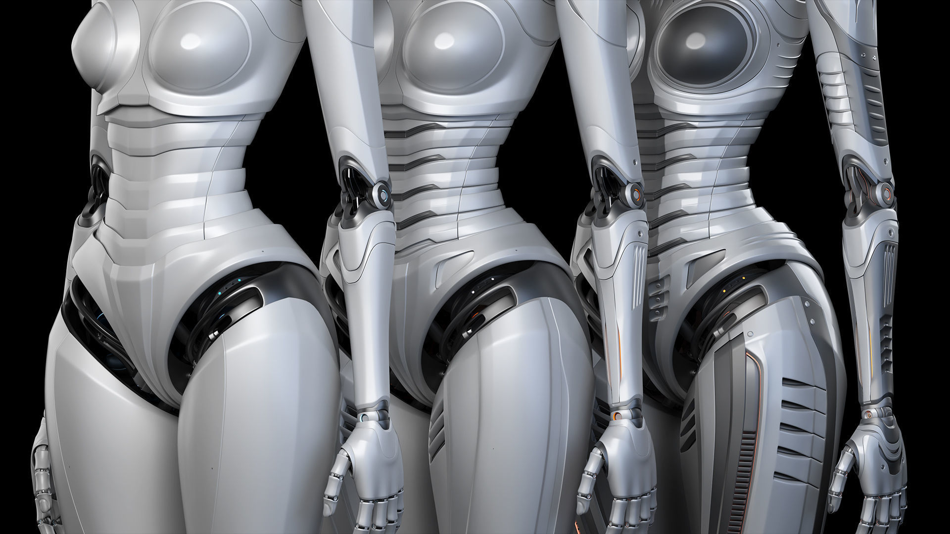 Futuristic Robot Woman Collection - No Rig 3D model_3