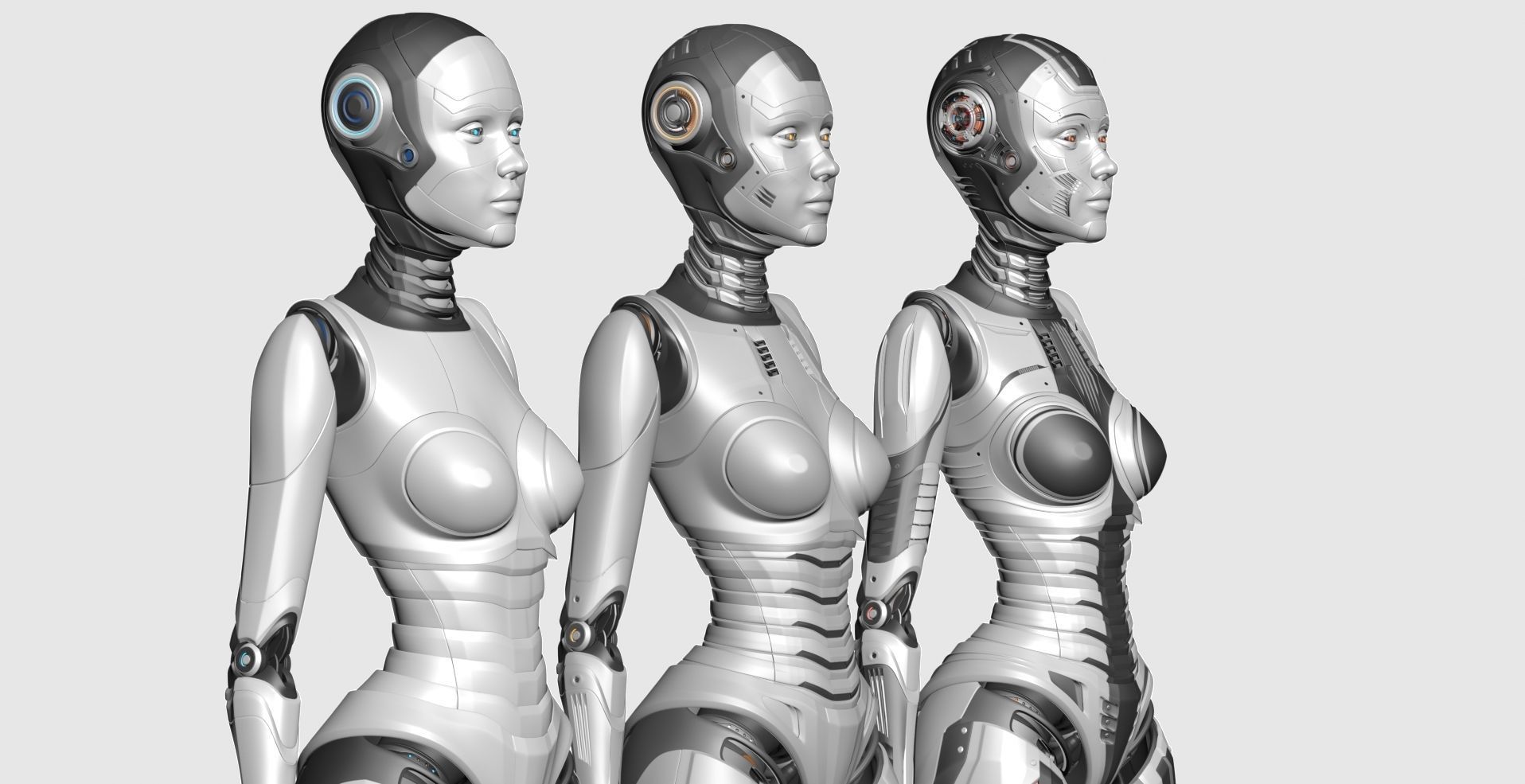 Futuristic Robot Woman Collection - No Rig 3D model_13