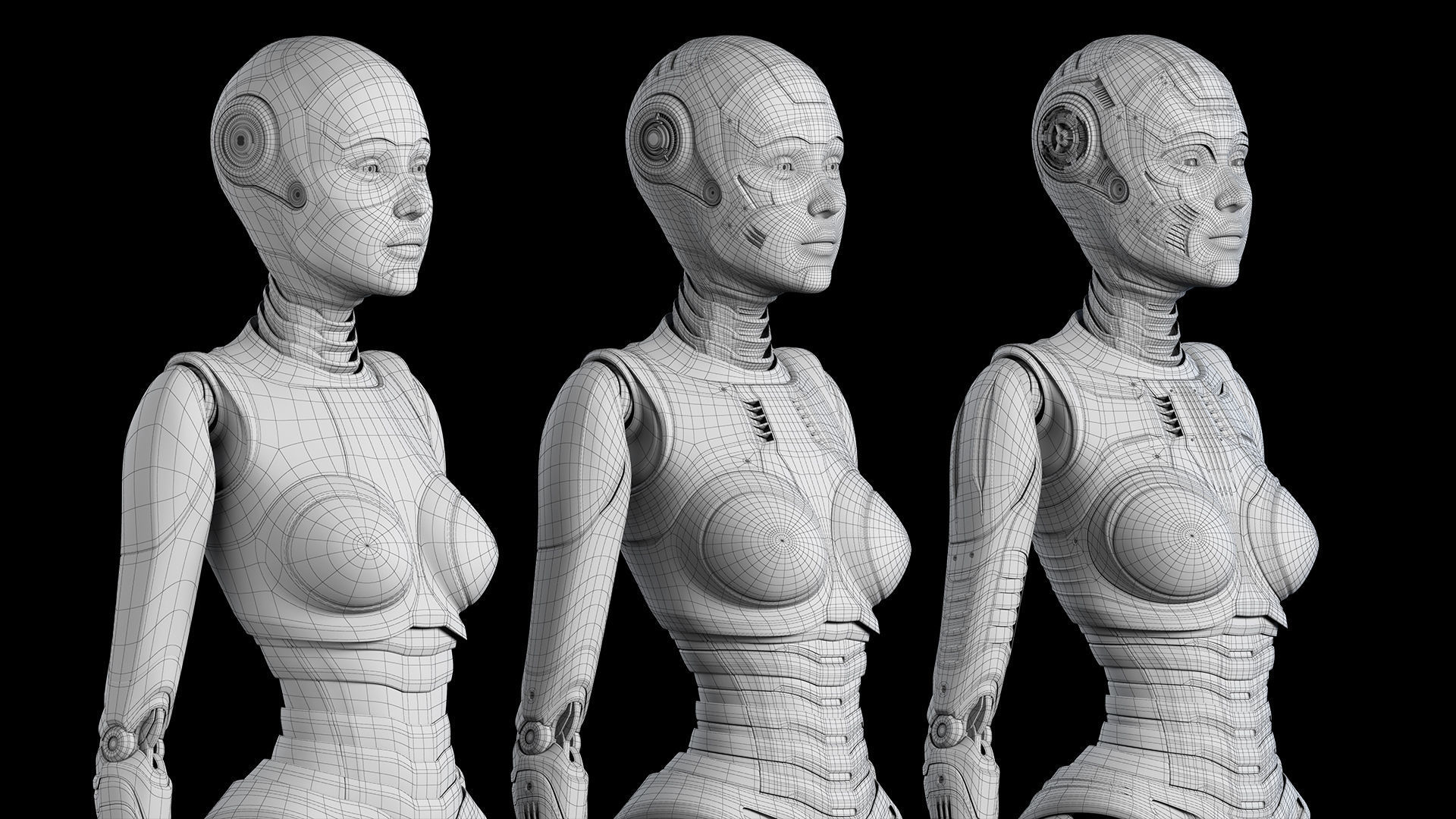Futuristic Robot Woman Collection - No Rig 3D model_27