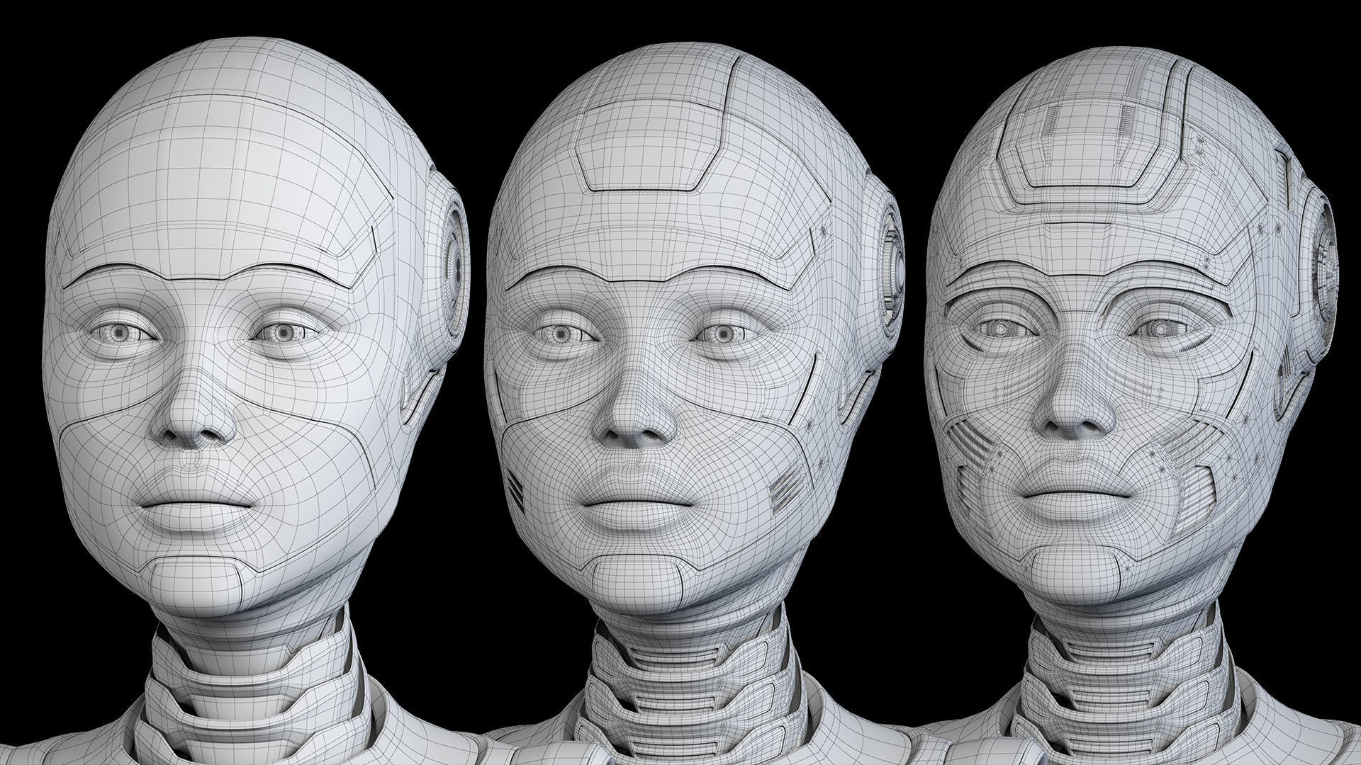 Futuristic Robot Woman Collection - No Rig 3D model_8