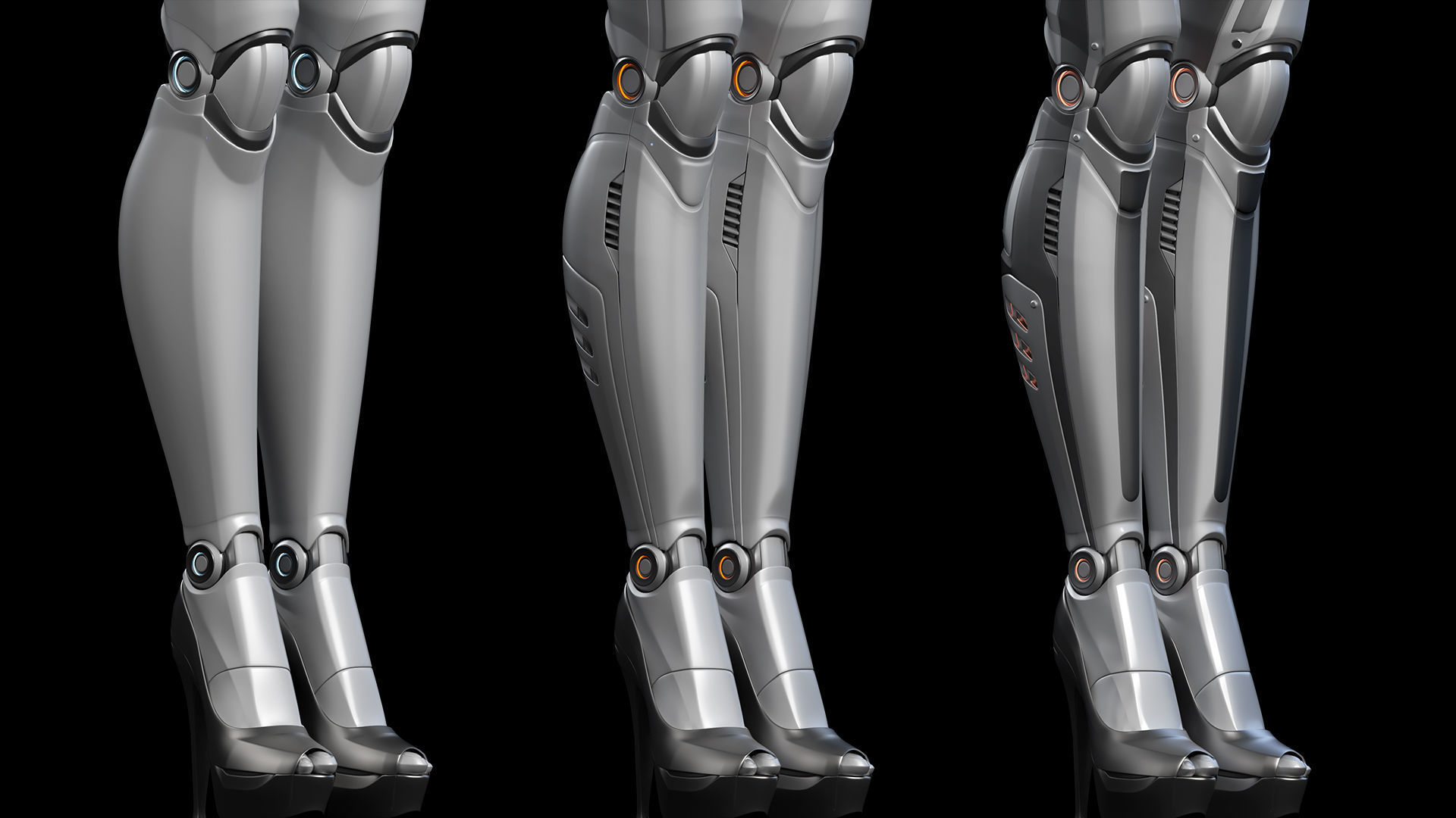 Futuristic Robot Woman Collection - No Rig 3D model_28