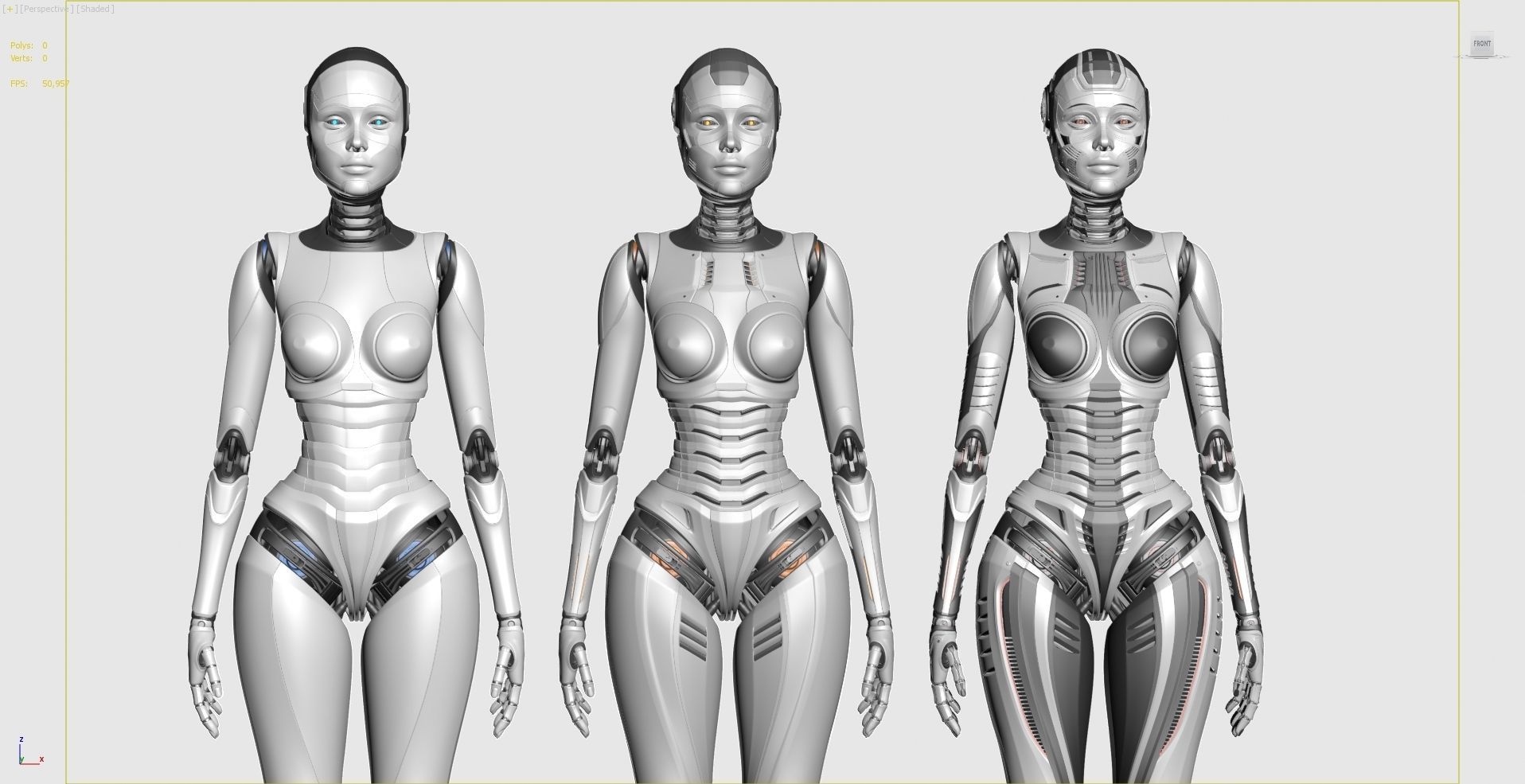Futuristic Robot Woman Collection - No Rig 3D model_7