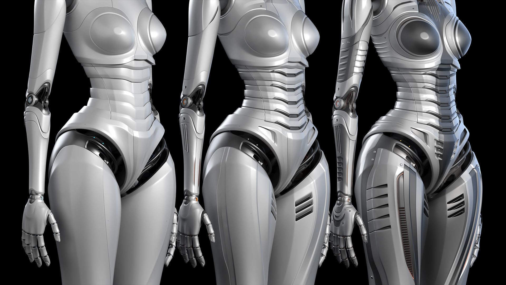 Futuristic Robot Woman Collection - No Rig 3D model_6