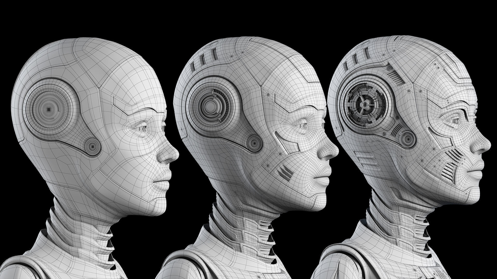 Futuristic Robot Woman Collection - No Rig 3D model_24