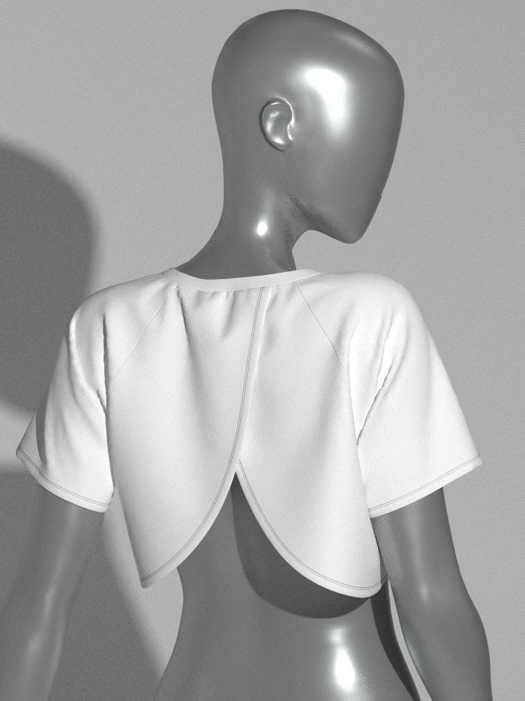 Crop top with Surplice back 3D model_8