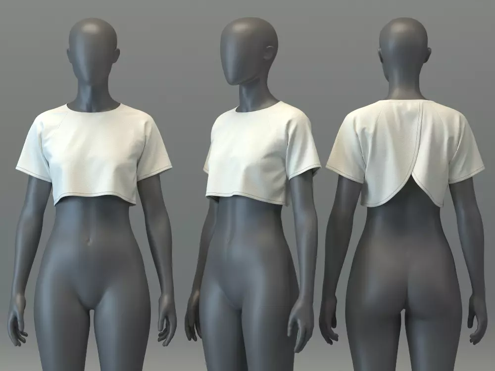 Crop top with Surplice back 3D model_0