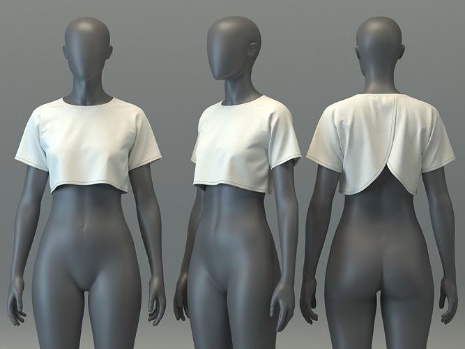Crop top with Surplice back 3D model