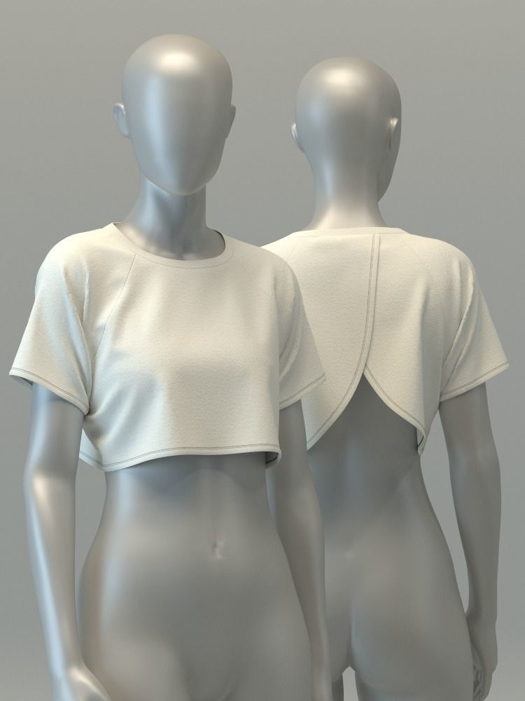 Crop top with Surplice back 3D model_3