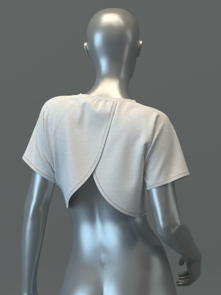 Crop top with Surplice back 3D model_6