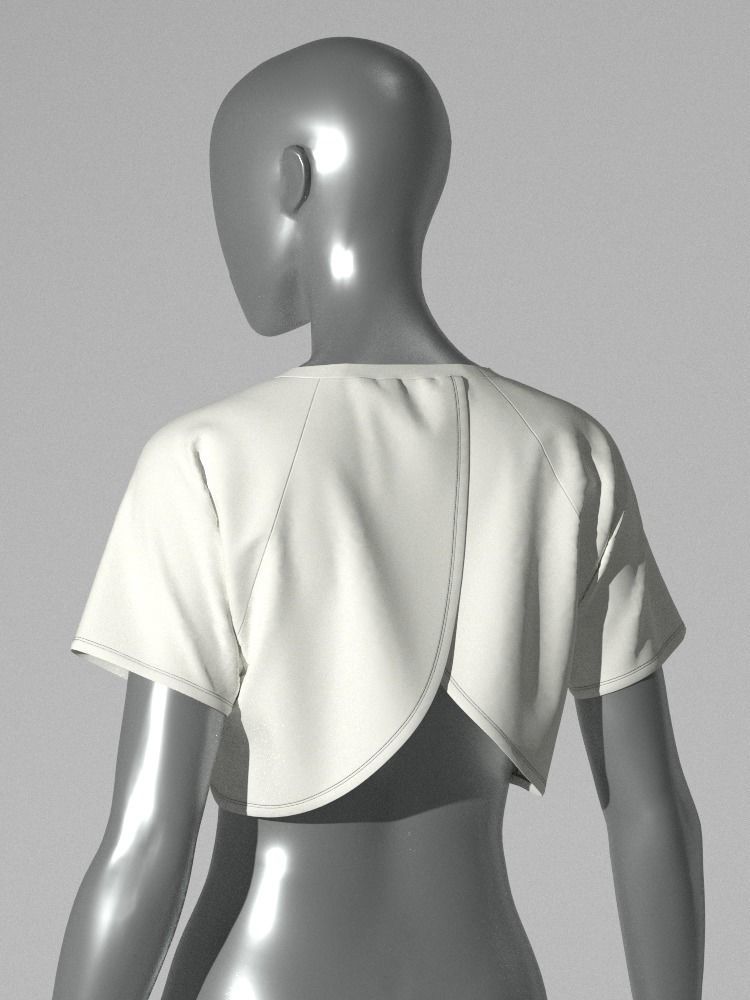 Crop top with Surplice back 3D model_9