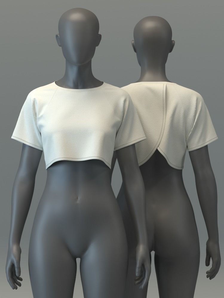 Crop top with Surplice back 3D model_2