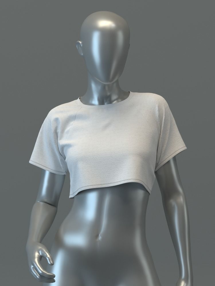 Crop top with Surplice back 3D model_4