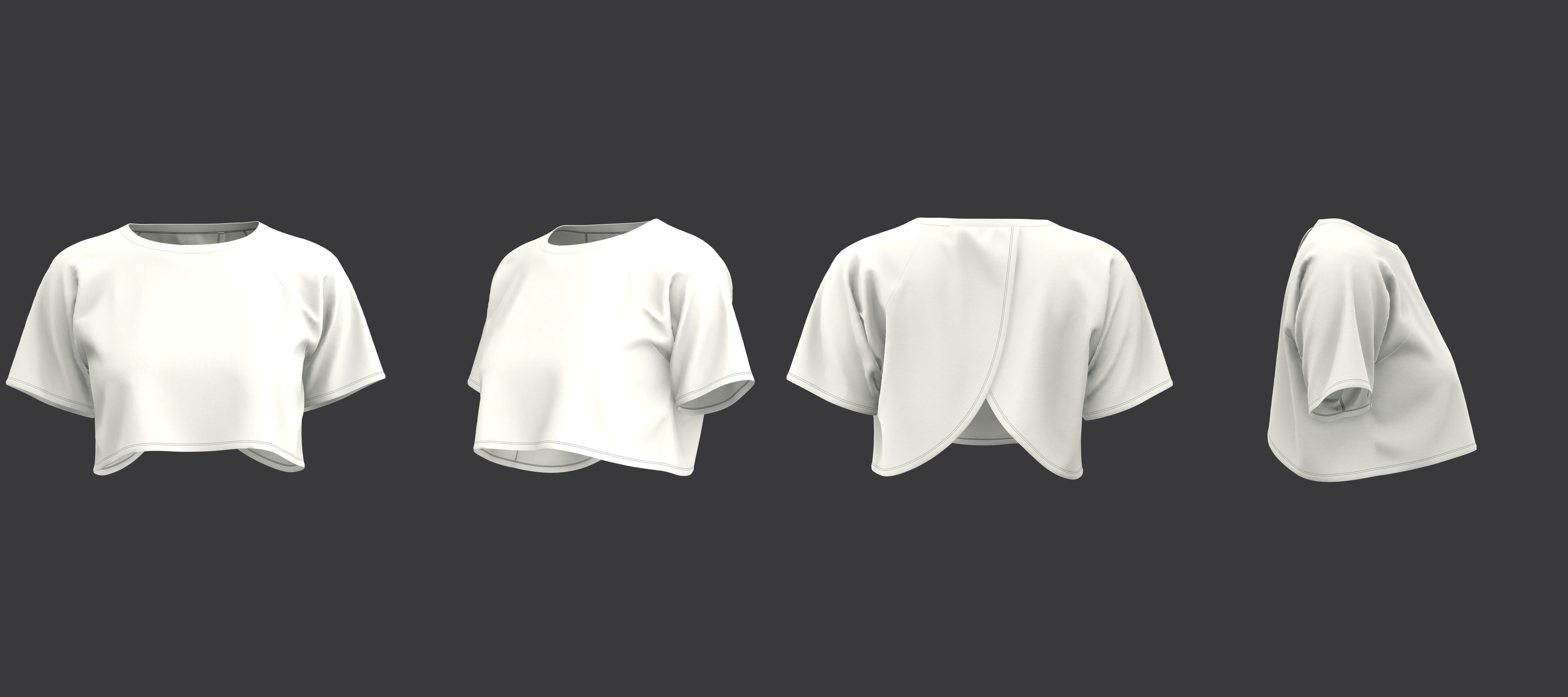 Crop top with Surplice back 3D model_12