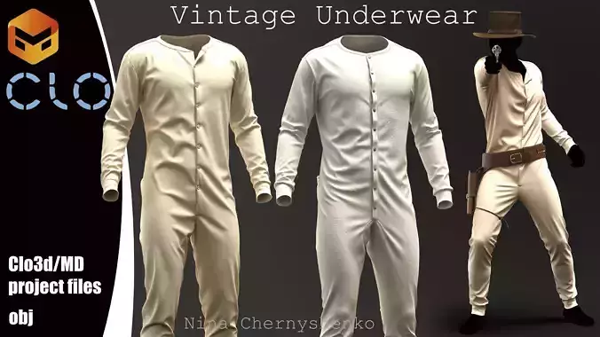 Vintage Underwear - Marvelous Designer project and OBJ