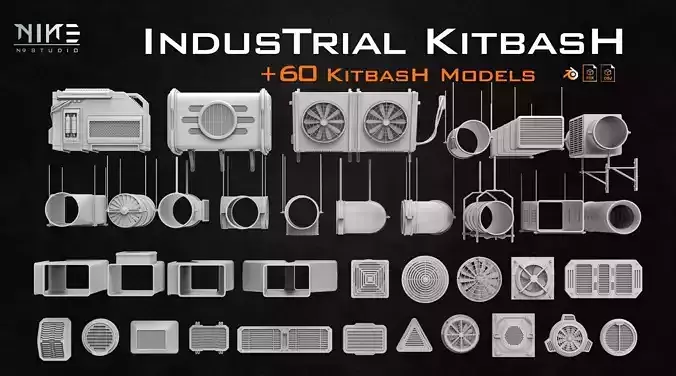Industrial Kitbash-V2 3D model Industrial Kitbash-V2 3D model