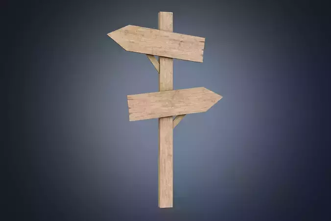Signboards wooden 01 Low-poly 3D model
